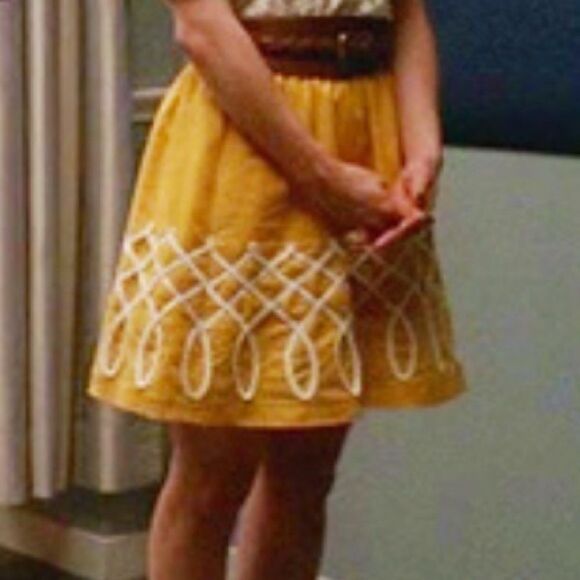 Anthropologie Sugar Work Skirt Girls from Savoy Yellow White Cotton Size 6 - Picture 1 of 10